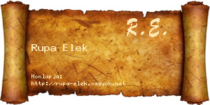 Rupa Elek névjegykártya